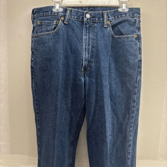 Levis Men's 550 Relaxed Fit 36x32 Dark Wash Blue Denim Jeans Faded - Picture 7 of 8